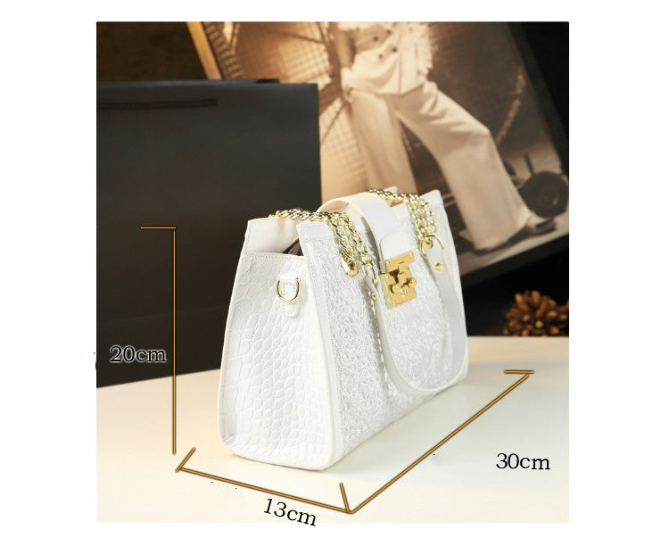 WB-0002/ Crocodile Embossed Leather Crossbody Bag