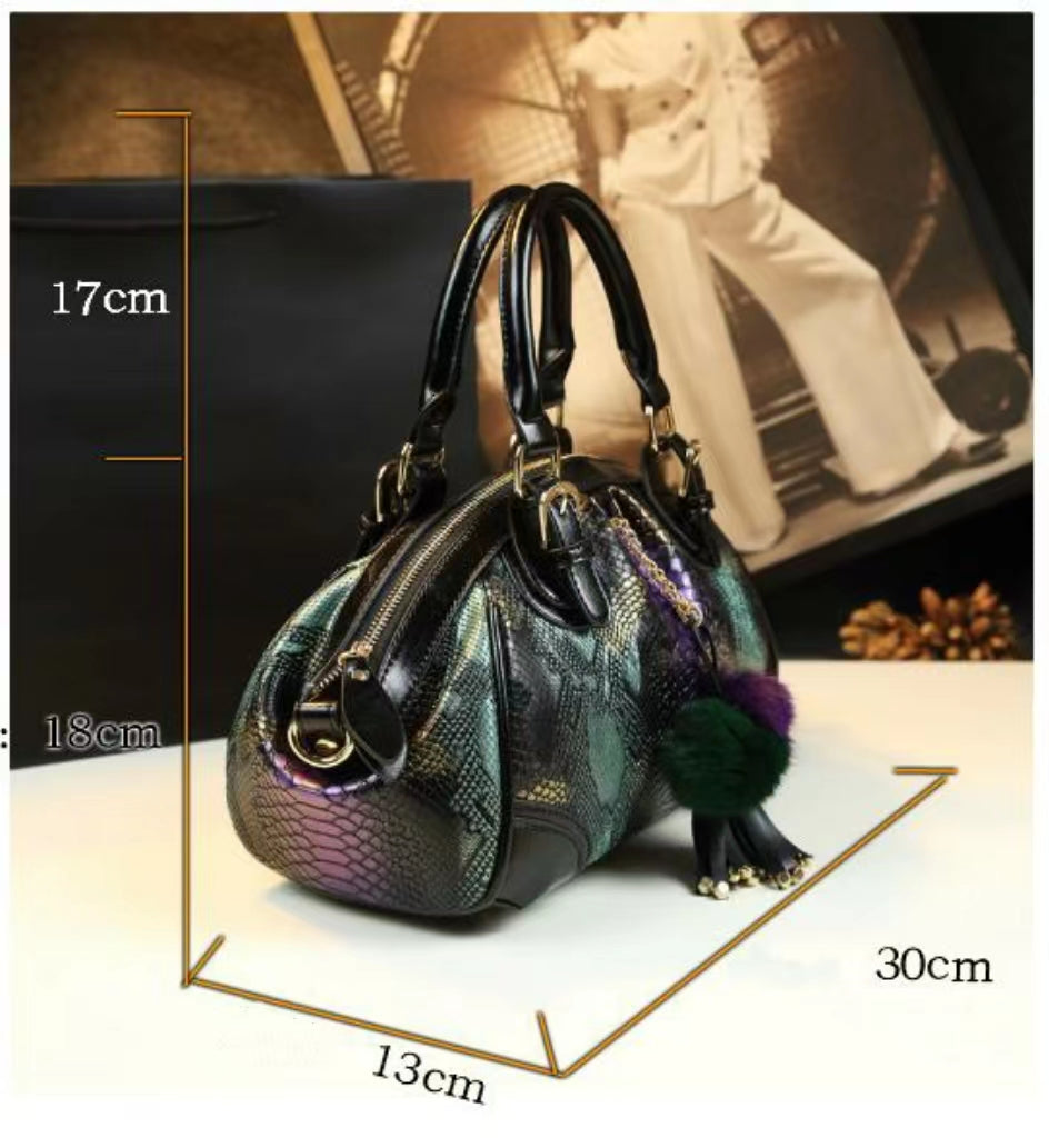 WB-0017/ Crocodile Embossed Leather Crossbody Bag