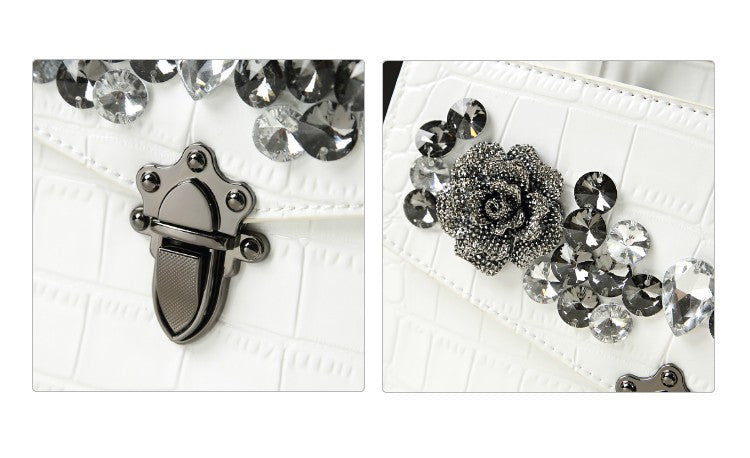 WB-0004/ Crocodile Embossed Leather Crossbody Bag