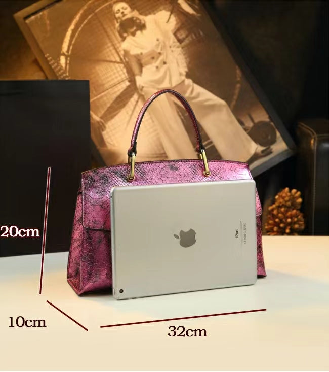 WB-0025/ Crocodile Embossed Leather Laser Crossbody Bag