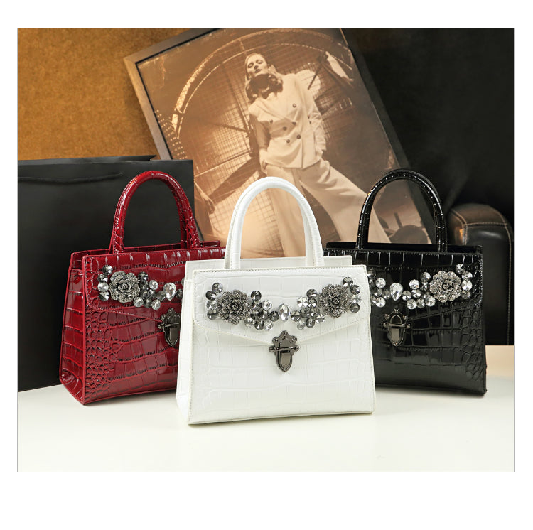 WB-0004/ Crocodile Embossed Leather Crossbody Bag