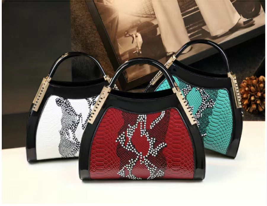 WB-0015/ Crocodile Embossed Leather With Laces Crossbody Bag