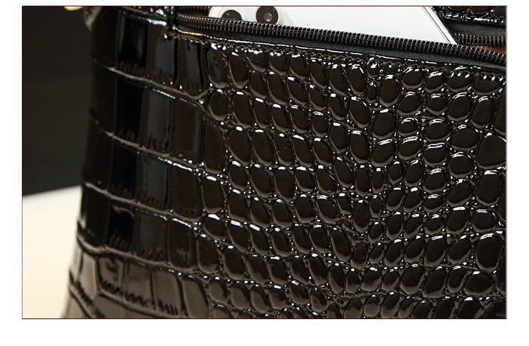 WB-0001/ Crocodile embossed leather With Laces Crossbody Bag