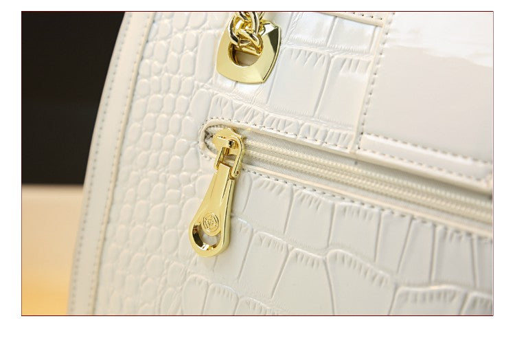 WB-0002/ Crocodile Embossed Leather Crossbody Bag
