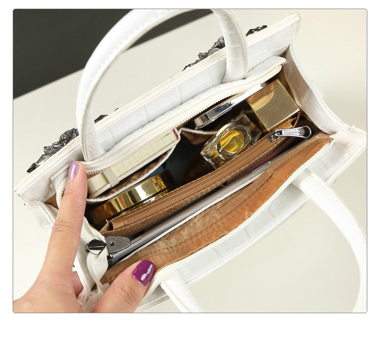 WB-0004/ Crocodile Embossed Leather Crossbody Bag