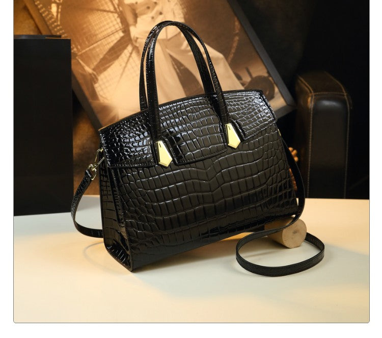 WB-0013/ Crocodile Embossed Leather Crossbody Bag