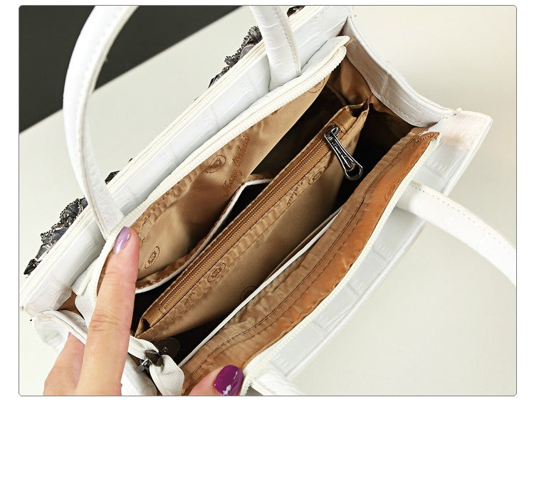 WB-0004/ Crocodile Embossed Leather Crossbody Bag