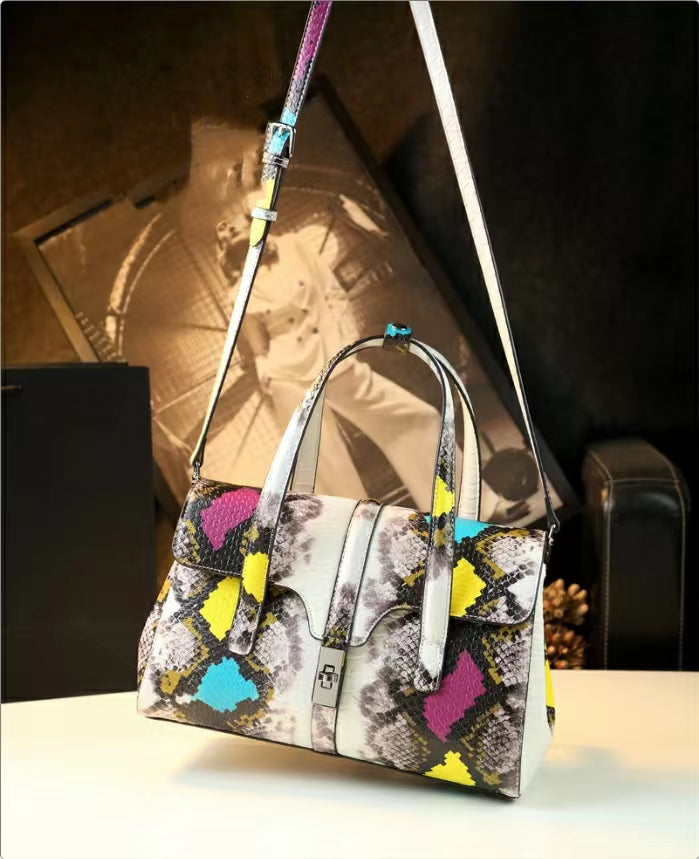 WB-0023/ Crocodile Embossed Leather Crossbody Bag