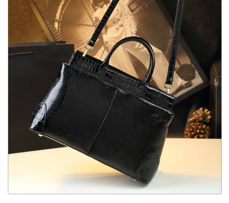 WB-0012/ Crocodile Embossed Leather Crossbody Bag