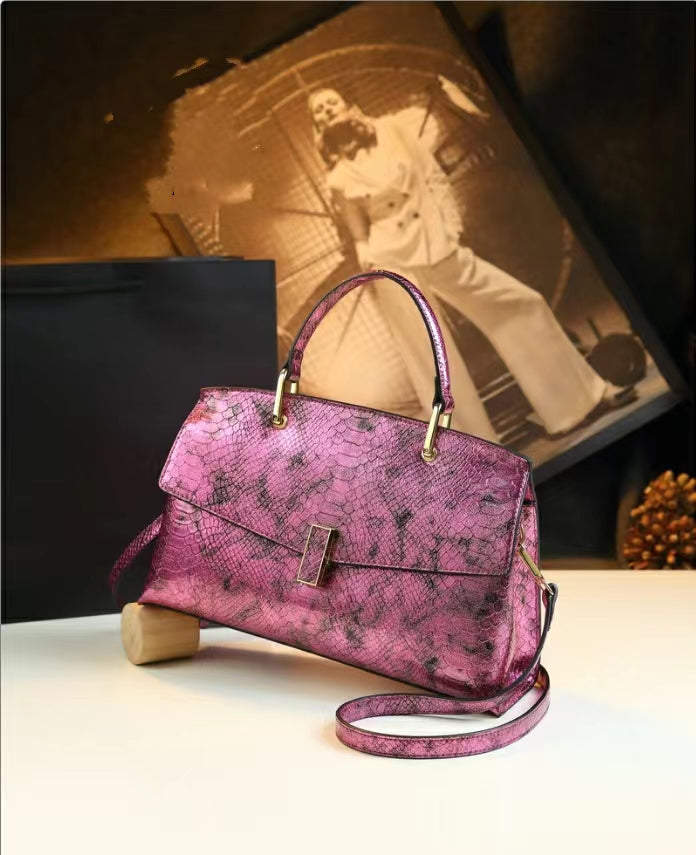 WB-0025/ Crocodile Embossed Leather Laser Crossbody Bag