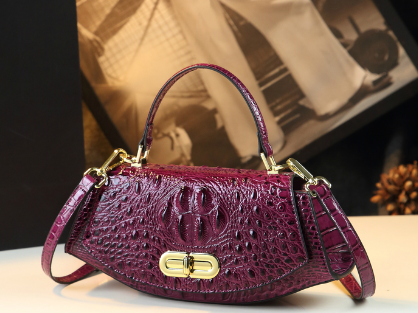 WB-0003/ Crocodile Embossed Leather Crossbody Bag
