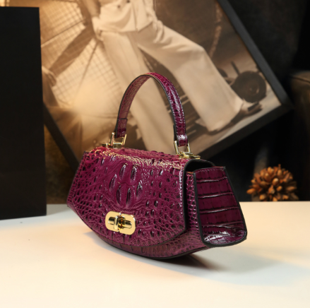 WB-0003/ Crocodile Embossed Leather Crossbody Bag