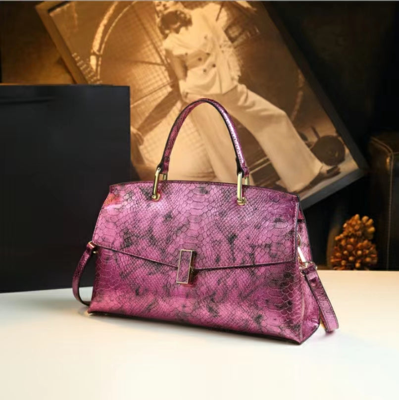 WB-0025/ Crocodile Embossed Leather Laser Crossbody Bag