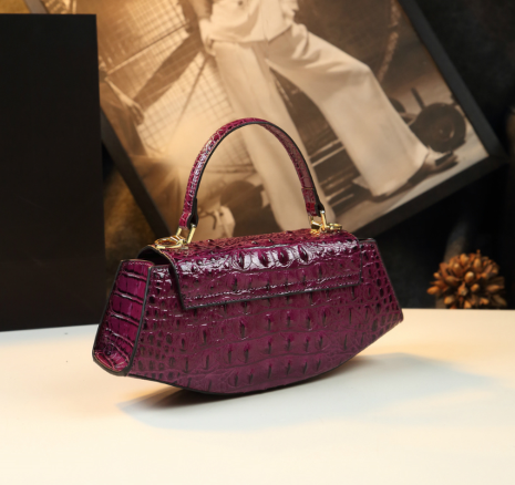 WB-0003/ Crocodile Embossed Leather Crossbody Bag