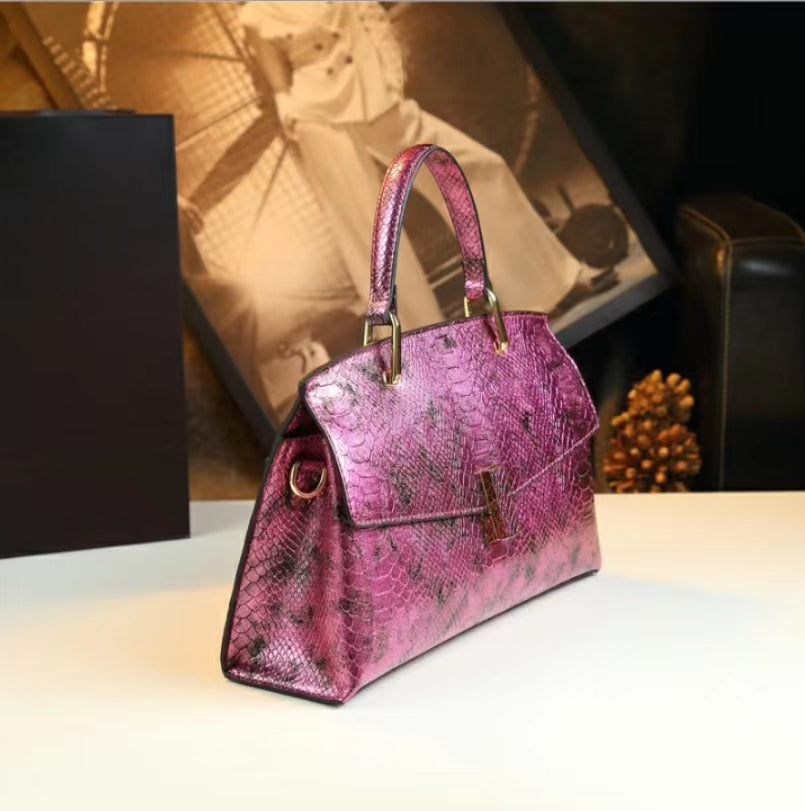 WB-0025/ Crocodile Embossed Leather Laser Crossbody Bag