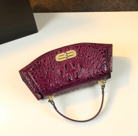 WB-0003/ Crocodile Embossed Leather Crossbody Bag