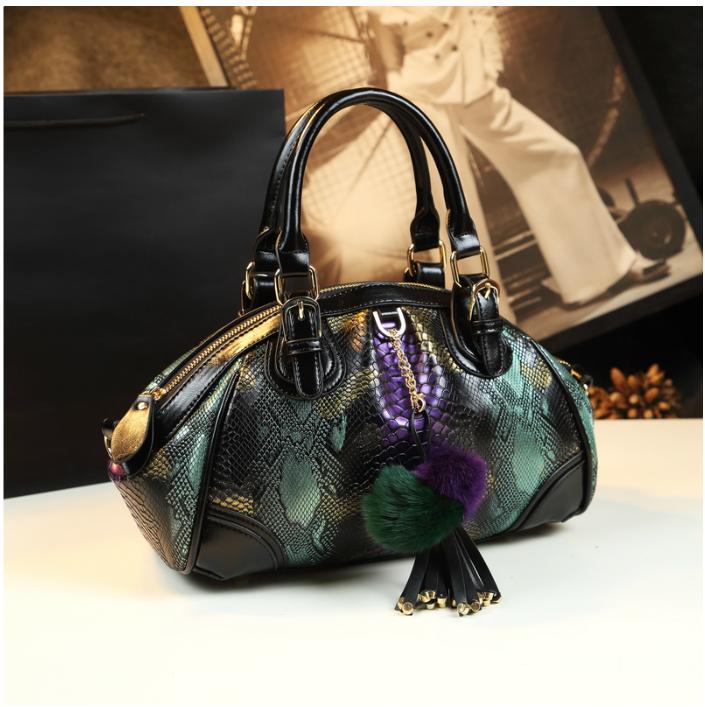 WB-0017/ Crocodile Embossed Leather Crossbody Bag