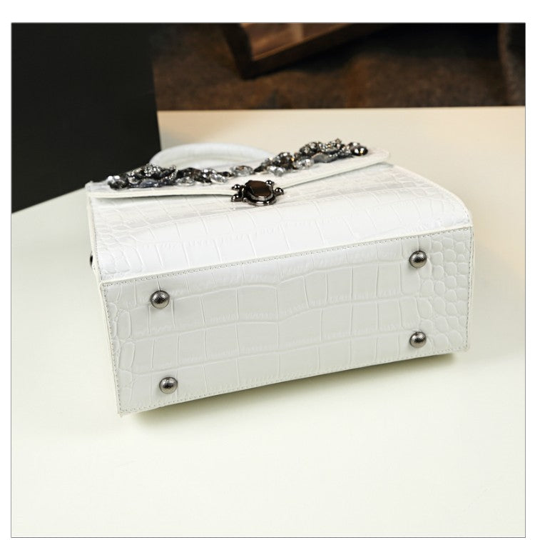 WB-0004/ Crocodile Embossed Leather Crossbody Bag