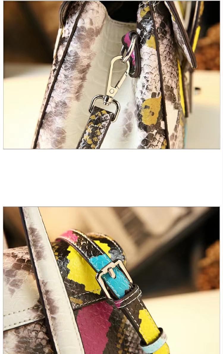 WB-0023/ Crocodile Embossed Leather Crossbody Bag