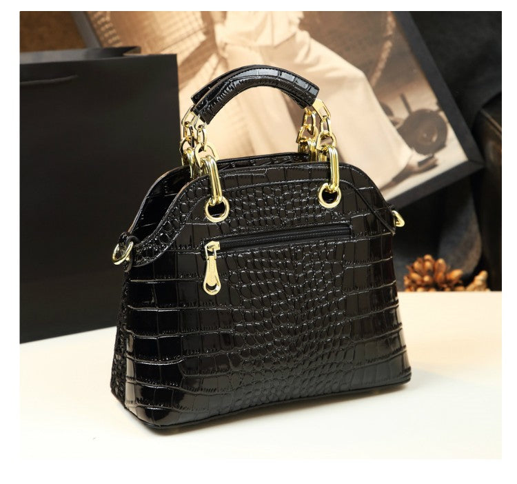 WB-0001/ Crocodile embossed leather With Laces Crossbody Bag