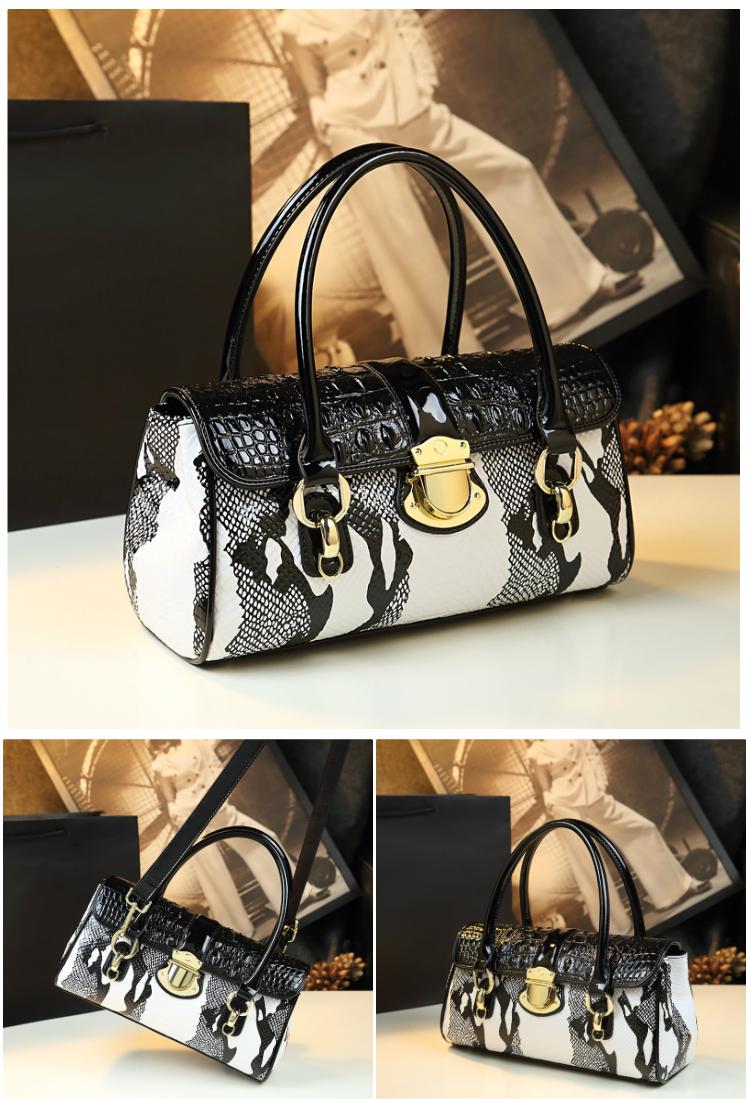 WB-0018/ Crocodile Embossed Leather Crossbody Bag