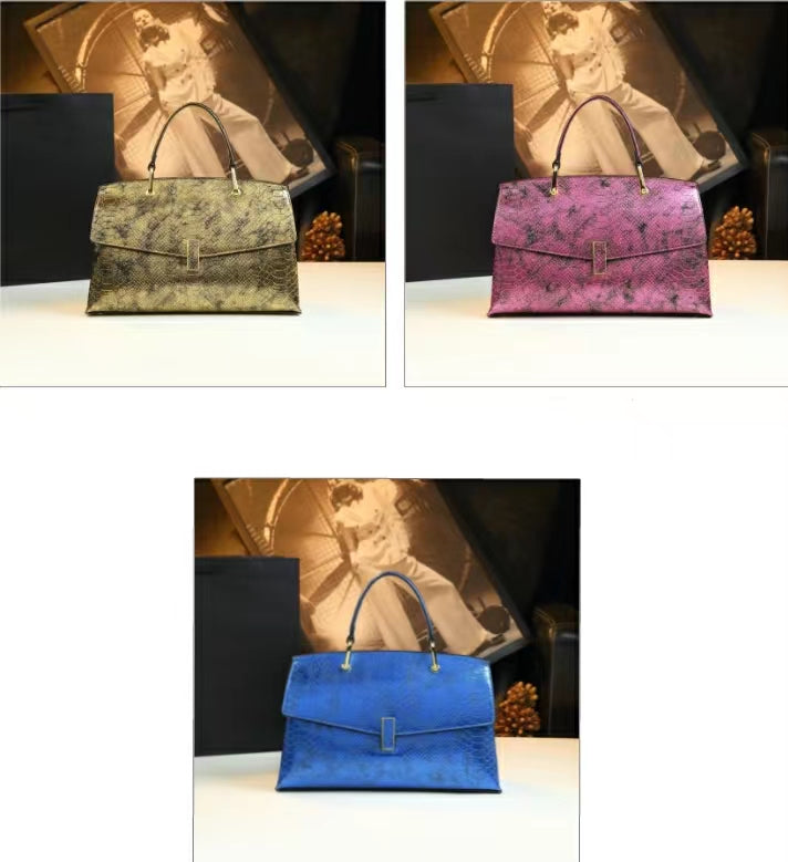 WB-0025/ Crocodile Embossed Leather Laser Crossbody Bag