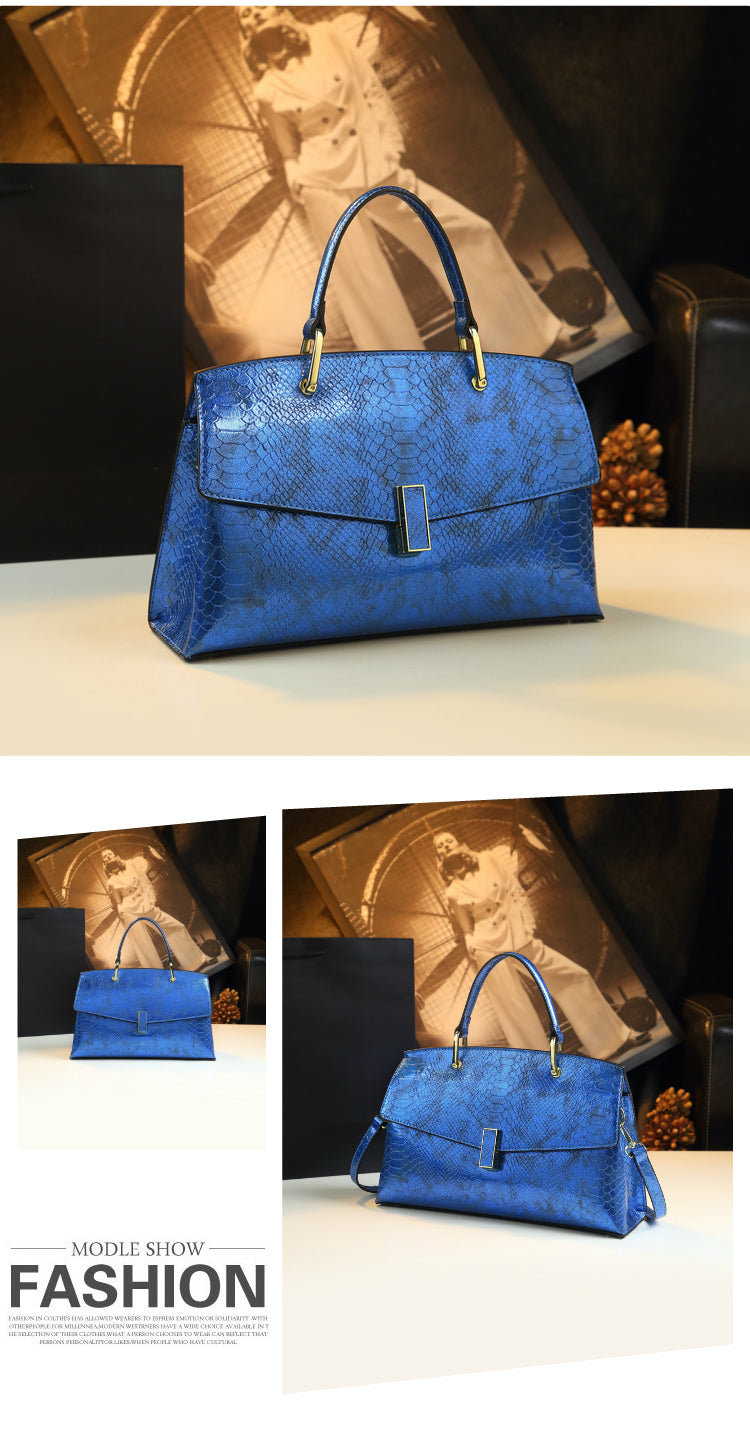 WB-0025/ Crocodile Embossed Leather Laser Crossbody Bag