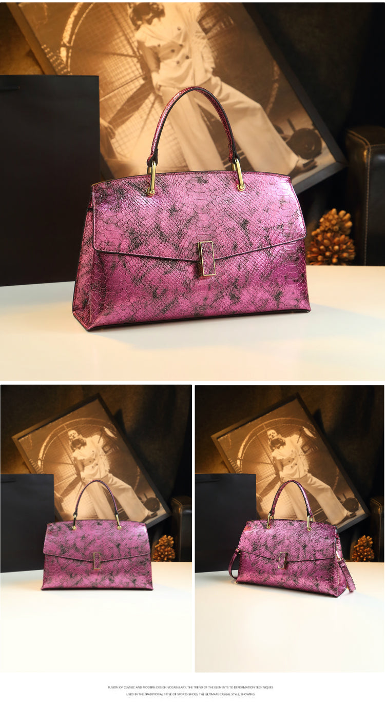 WB-0025/ Crocodile Embossed Leather Laser Crossbody Bag