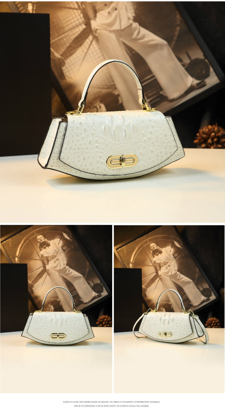 WB-0003/ Crocodile Embossed Leather Crossbody Bag