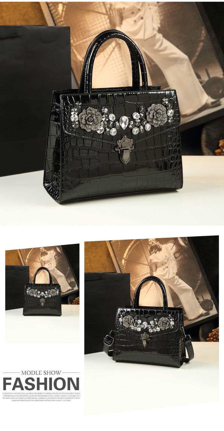 WB-0004/ Crocodile Embossed Leather Crossbody Bag