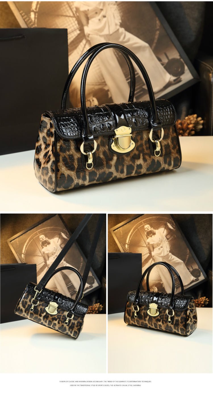 WB-0018/ Crocodile Embossed Leather Crossbody Bag