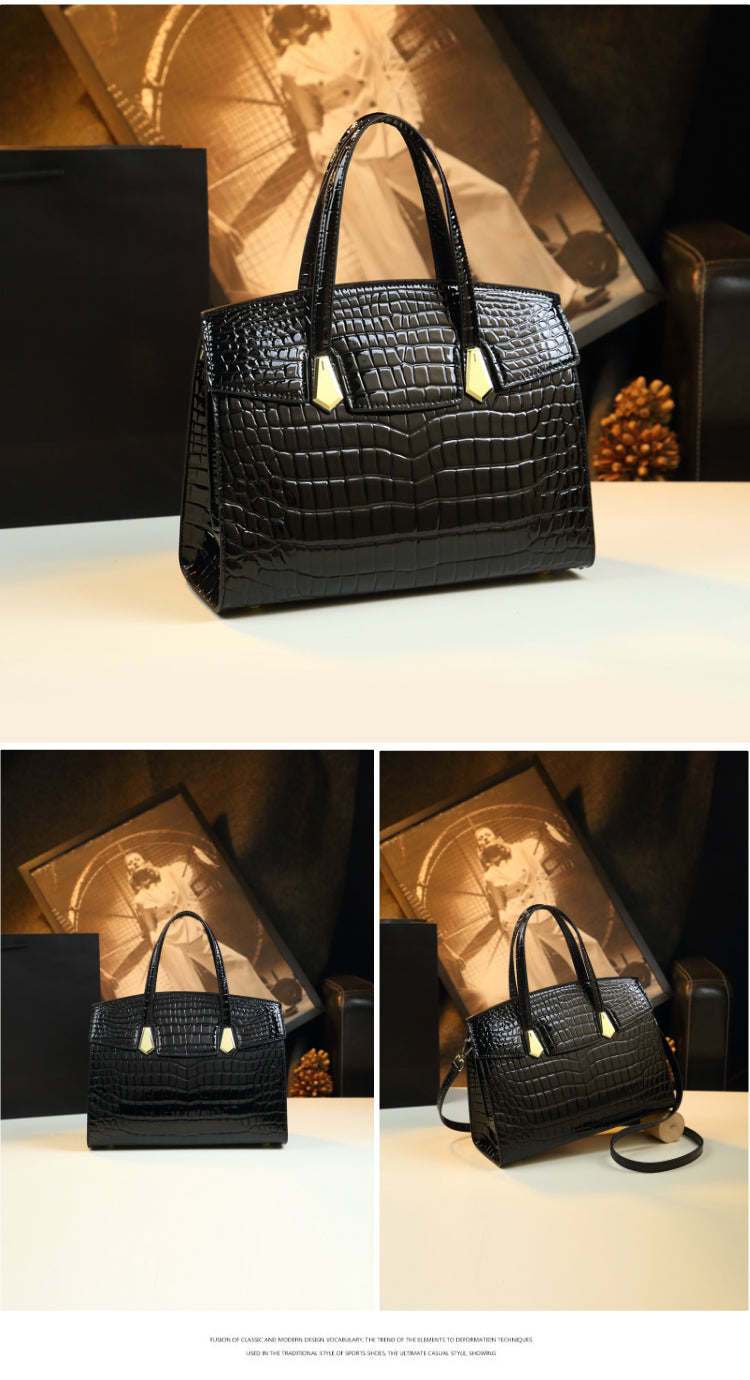 WB-0013/ Crocodile Embossed Leather Crossbody Bag