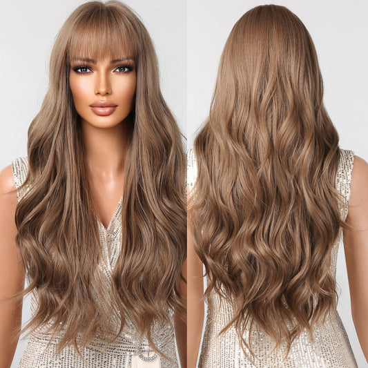 LC2088-3 26inch long curly blonde wig with bangs Women's wig for daily or cosplay use