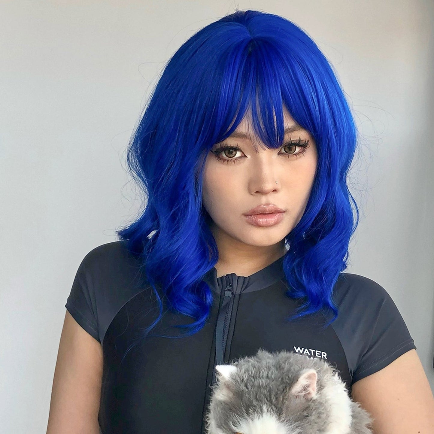 WL1006-4 14 Inch blue with bangs wigs Bob Wigs for Women