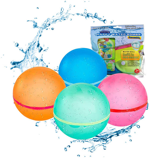 Reusable Water Balloons, Self-Sealing Refillable Water Balloons, Soft Silicone Magnetic Water Balloons, Reusable Water Bomb for Water Fight Game, Water Park, Summer Party (Multicolor - 24PC)