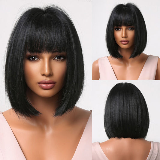 LC2049-1 10 inch Black Short Bob With Bangs for Women