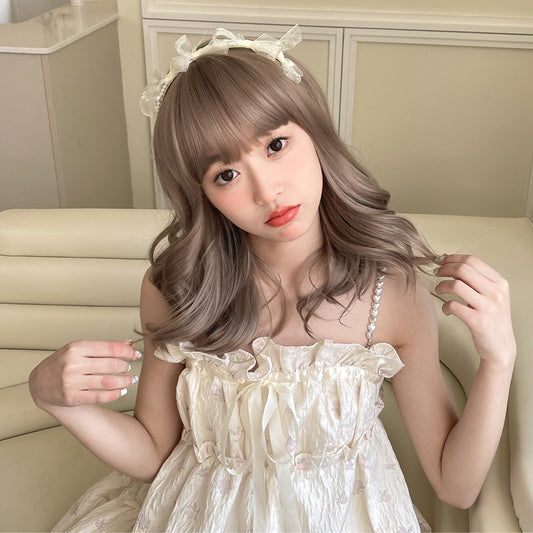 WL1132-1 18 Inches Long Curly Platinum Wigs with Bangs