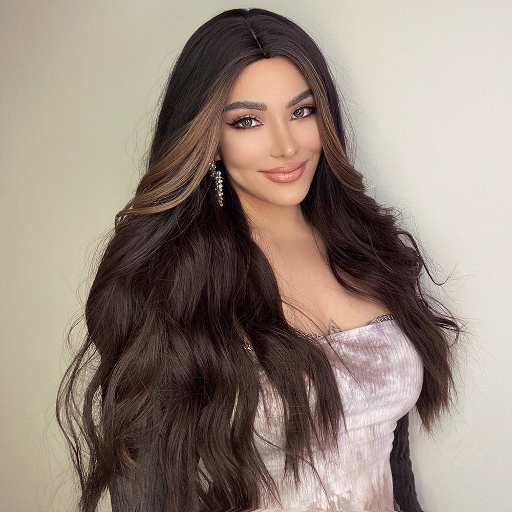 LC6155-1 26 inch Long curly wigs brown and blonde highlight wigs women's wigs for daily or cosplay use