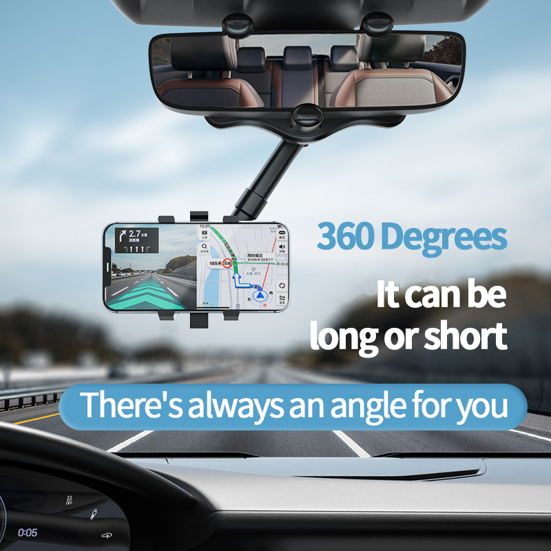 Phone Mount for Car, Rear View Mirror Phone Holder, Rotatable and Retractable Car Phone Holder Mount Rearview Mirror Phone Holder for Car Compatible