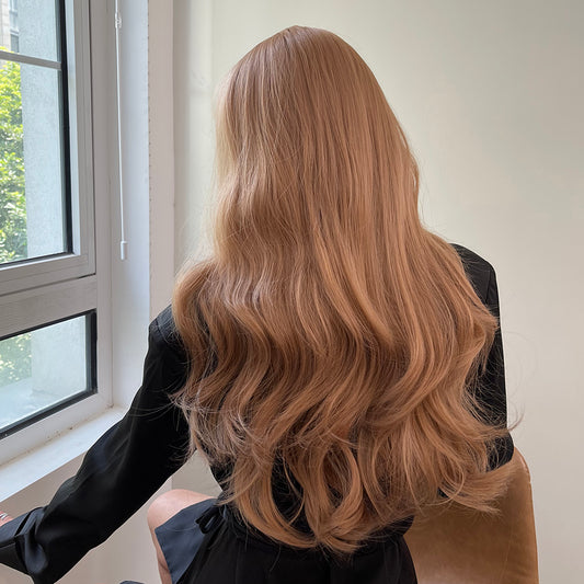 LC8010-1 24 Inches Long Curly Blonde Wigs with Bangs Synthetic Wigs Women's Wigs for Daily or Cosplay Use