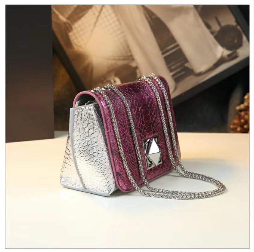 WB-0021/ Crocodile Embossed Leather Crossbody Bag