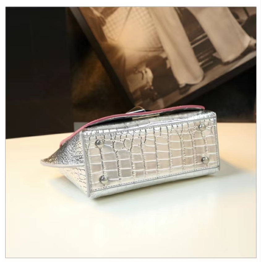 WB-0021/ Crocodile Embossed Leather Crossbody Bag