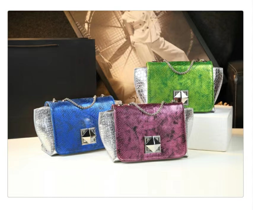 WB-0021/ Crocodile Embossed Leather Crossbody Bag