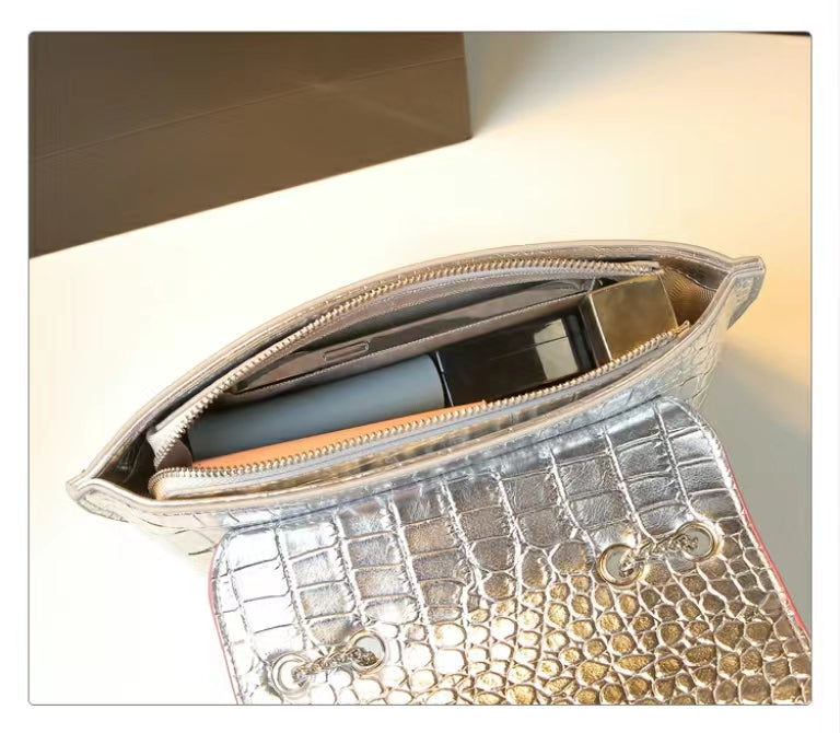 WB-0021/ Crocodile Embossed Leather Crossbody Bag