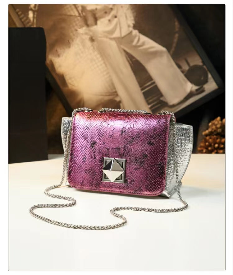 WB-0021/ Crocodile Embossed Leather Crossbody Bag