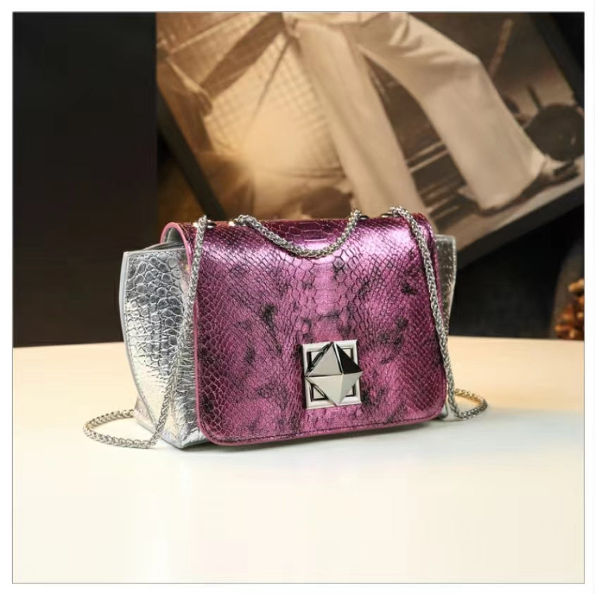 WB-0021/ Crocodile Embossed Leather Crossbody Bag