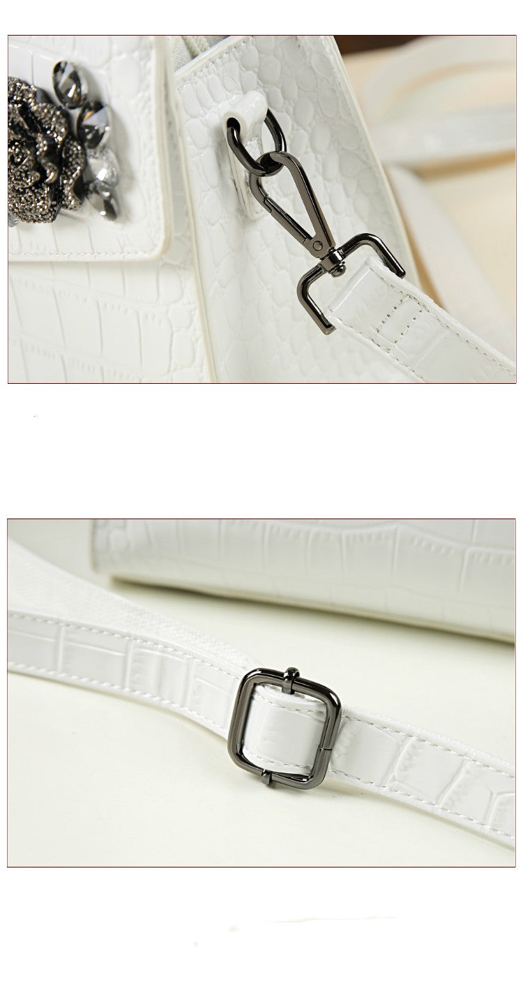 WB-0004/ Crocodile Embossed Leather Crossbody Bag