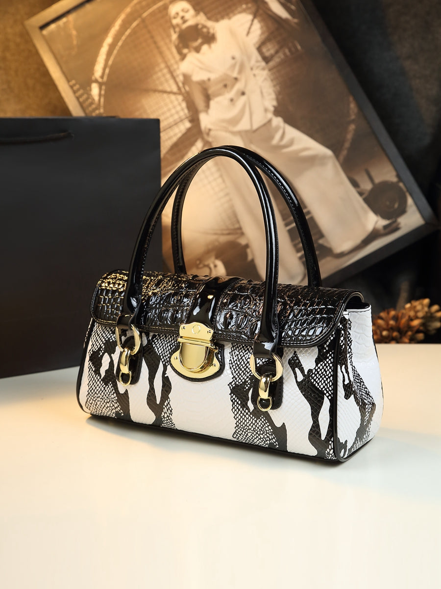 WB-0018/ Crocodile Embossed Leather Crossbody Bag