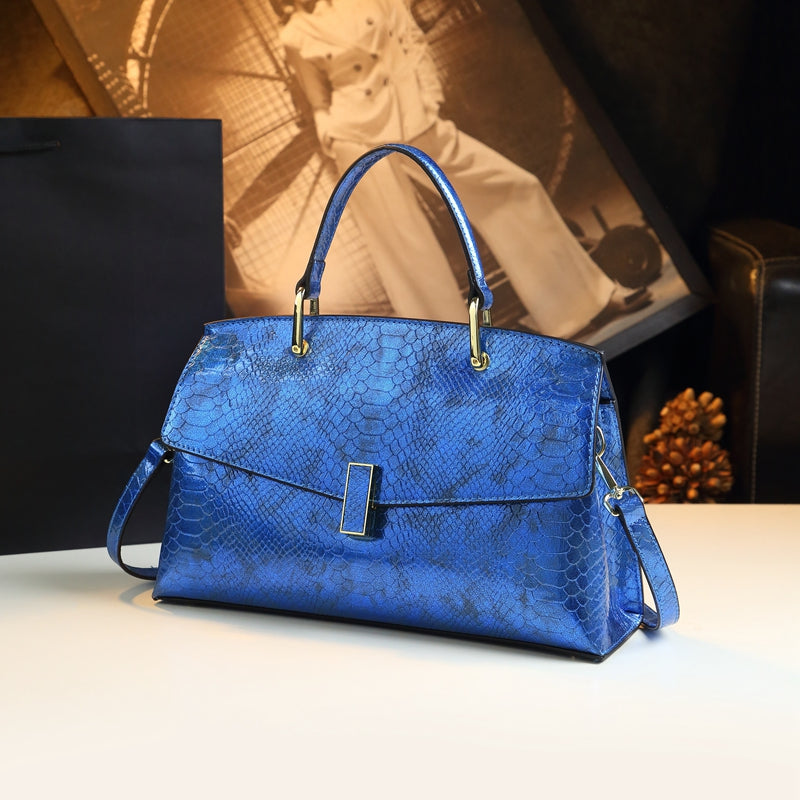 WB-0025/ Crocodile Embossed Leather Laser Crossbody Bag