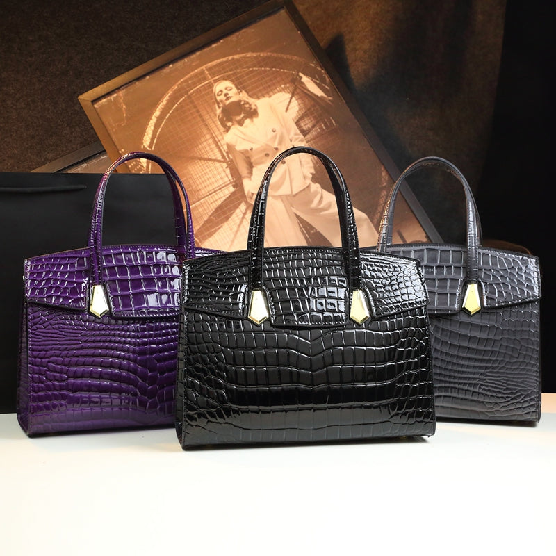 WB-0013/ Crocodile Embossed Leather Crossbody Bag